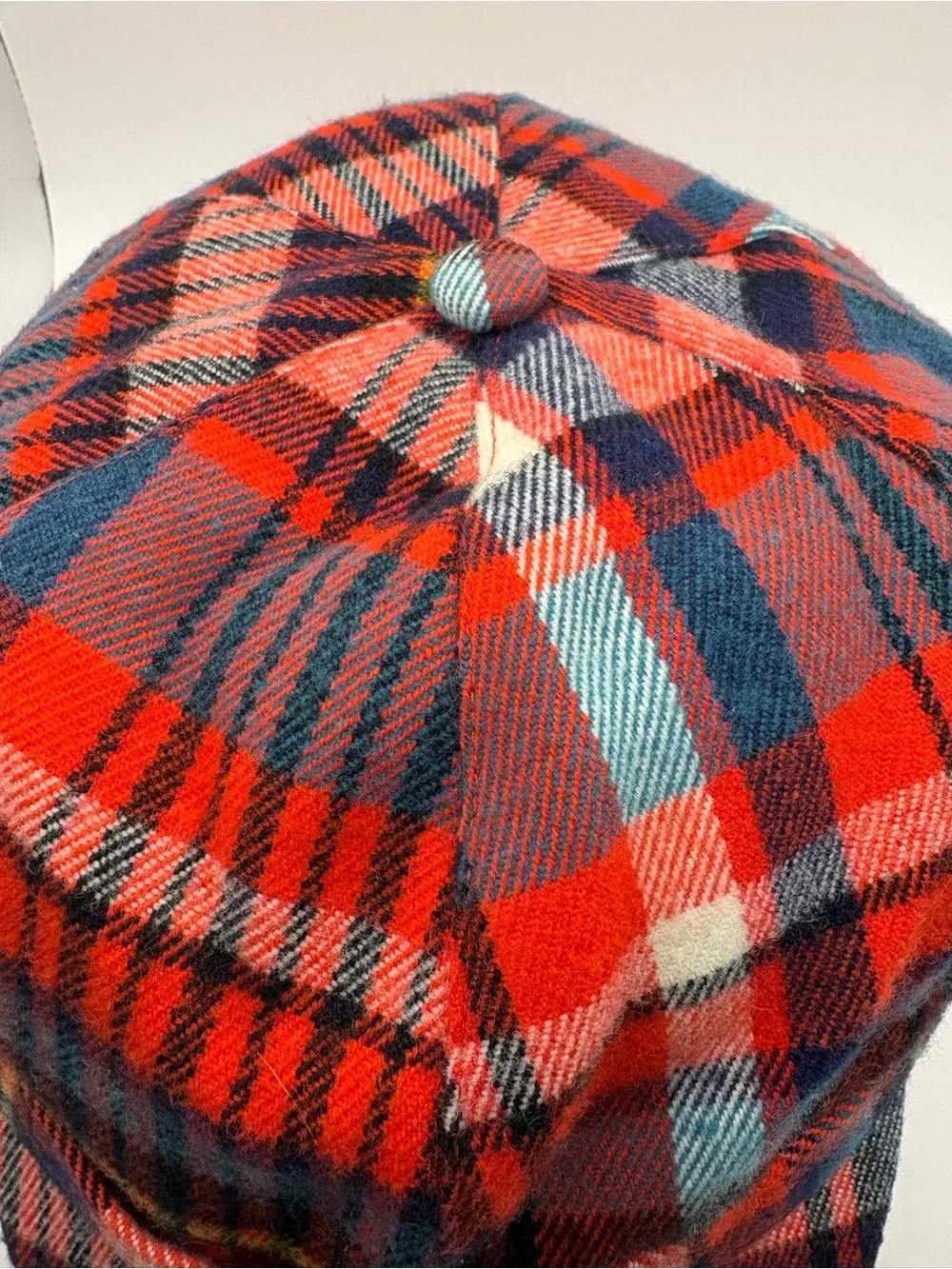 D&Y Plaid Newsboy Cabbie Baker Boy Cap Red Orange Navy Y2K One Size